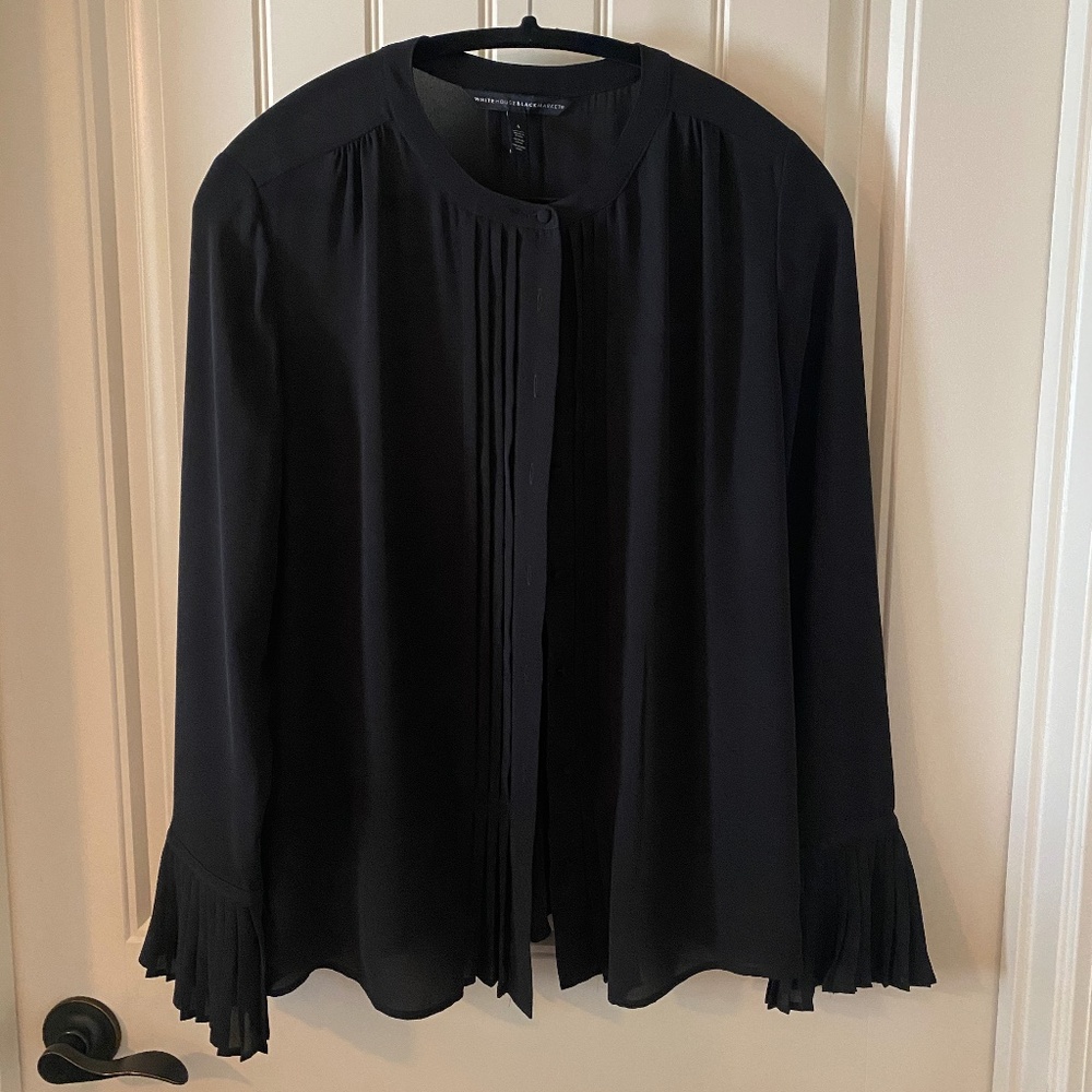 WHBM Pleated Sleeve Blouse